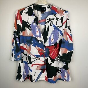 Ali Miles Crepe Jacket Kimono Size Large Multicolor Art to Wear Lagenlook Boho